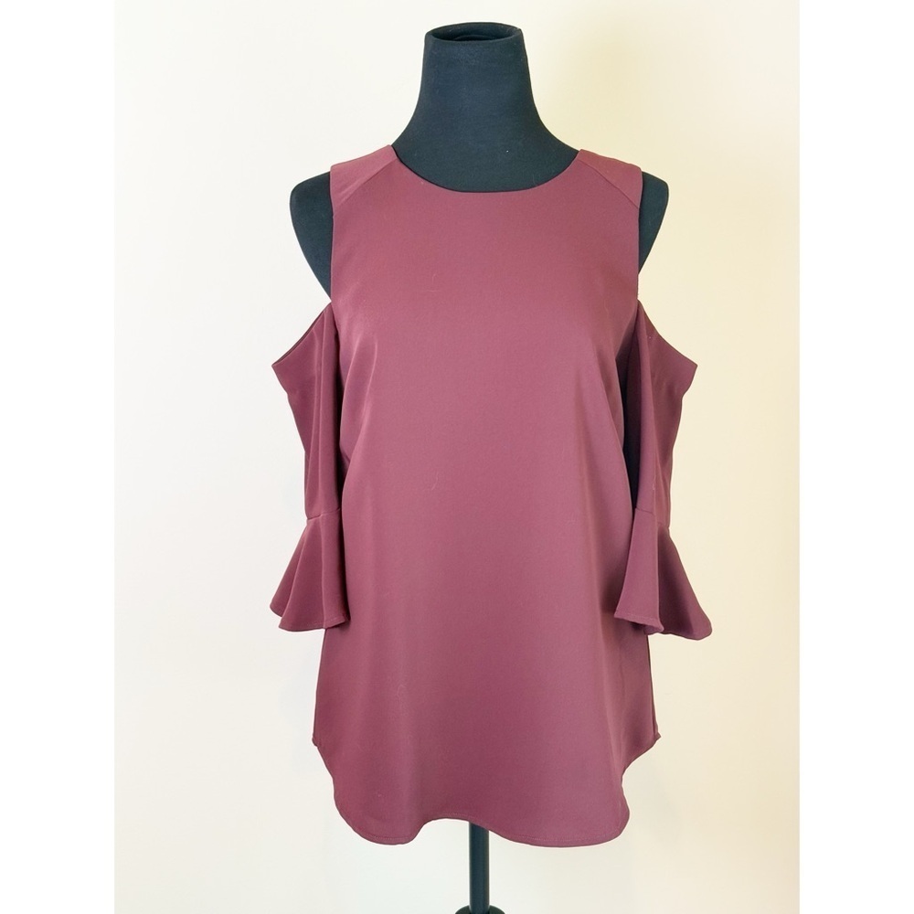 Ann Taylor Pink Ruffled Cut Out Blouse 3/4 Sleeve